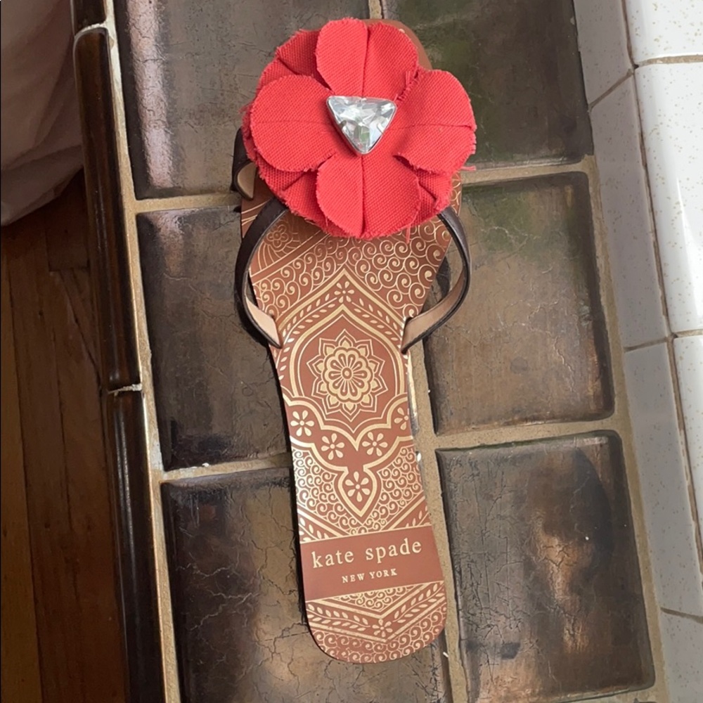 Kate Spade Coral Linen Flower Sandals